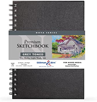 Nova Series Wire-Bound Sketch Book - Toned Grey Paper - 9 inches x 12 inches - by Stillman & Birn - K. A. Artist Shop