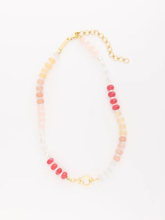 Stone Thea Necklace- Pink