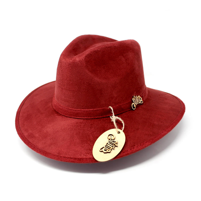 Stone "Valeria" Suede Hat - Wine