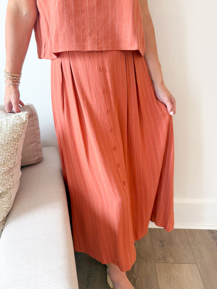 Sadie & Sage Sugarloaf Mahogany Striped Skirt – women's skirt