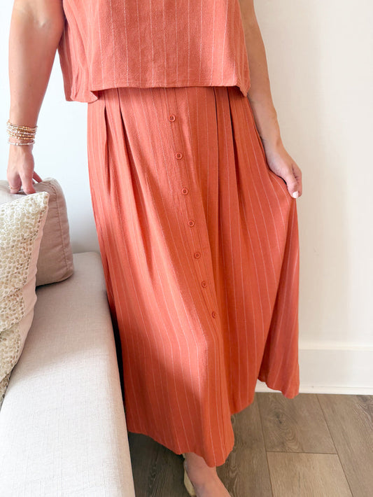 Sadie & Sage Sugarloaf Mahogany Striped Skirt – women's skirt