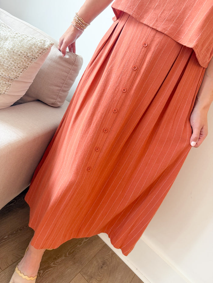 Sadie & Sage Sugarloaf Mahogany Striped Skirt – women's skirt