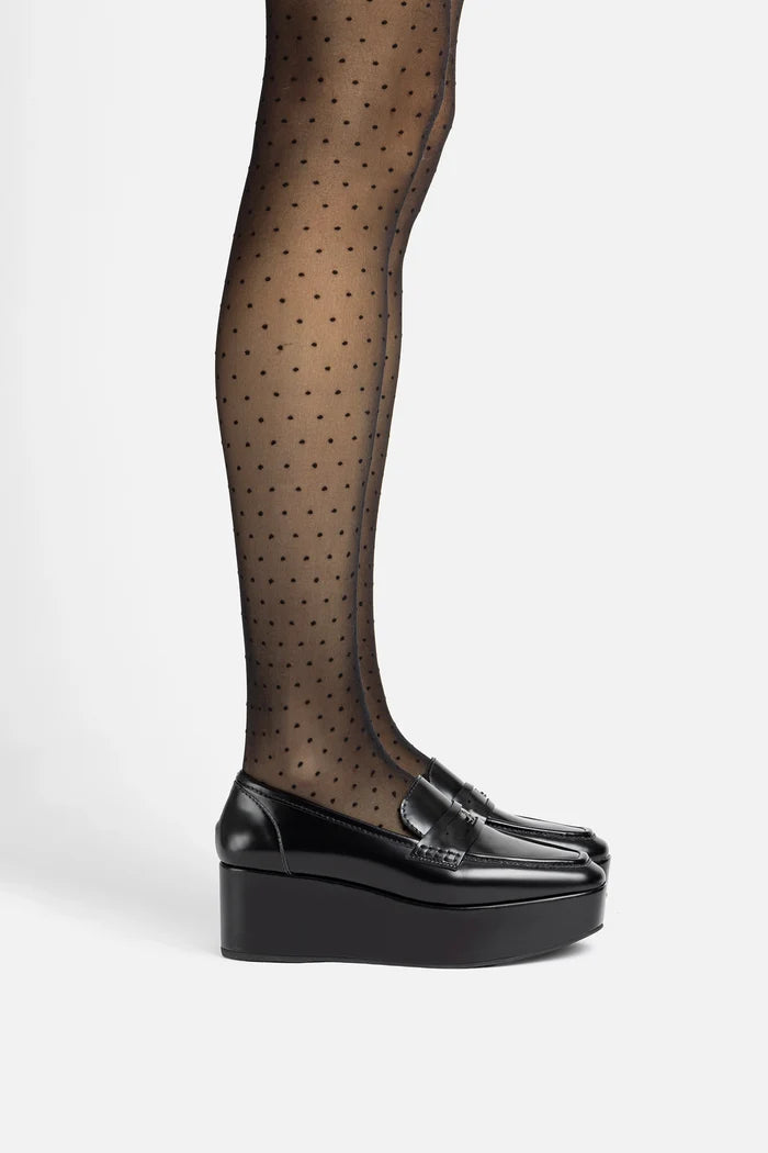 Suki Flatform Loafer In Black Box Leather Loafer Larroudé
