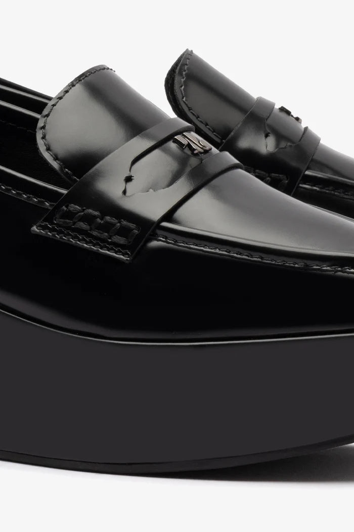 Suki Flatform Loafer In Black Box Leather Loafer Larroudé