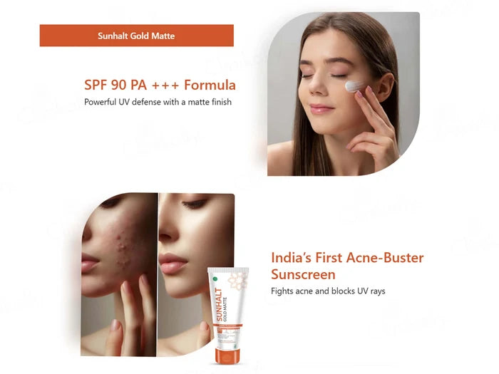 Sunhalt Gold Matte Sunscreen SPF 90 PA+++ 50gm