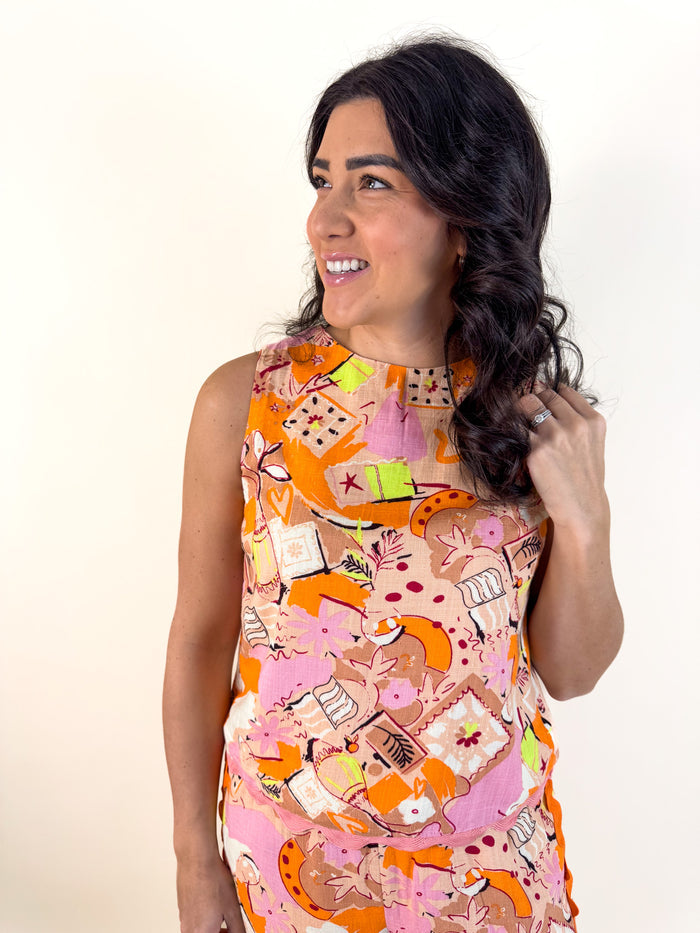 Sunset Scribble Linen Tank