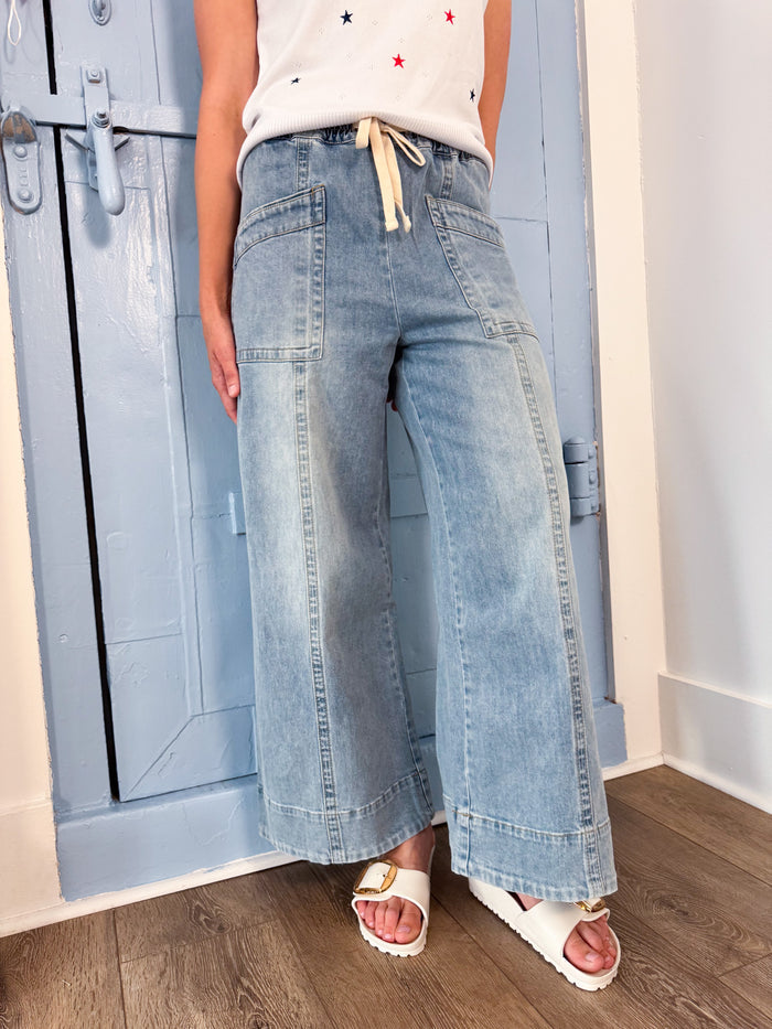 Mittoshop Sutton Wide Leg Elastic Waist Denim – women's denim