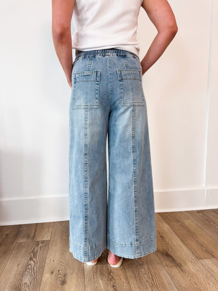 Mittoshop Sutton Wide Leg Elastic Waist Denim – women's denim