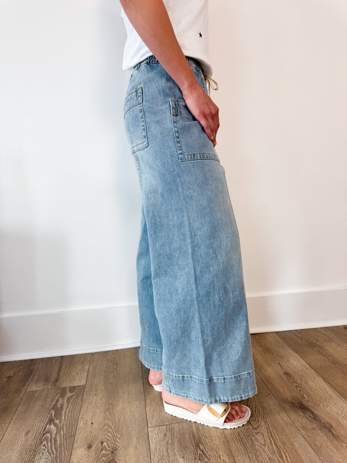 Mittoshop Sutton Wide Leg Elastic Waist Denim – women's denim