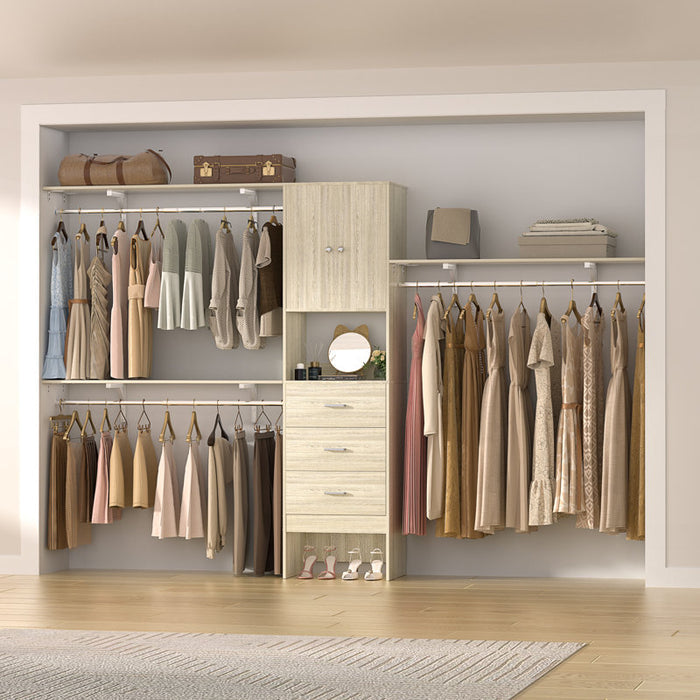 Système de rangement de placard en bois avec portes et tiroirs Bedrije 20"-120"