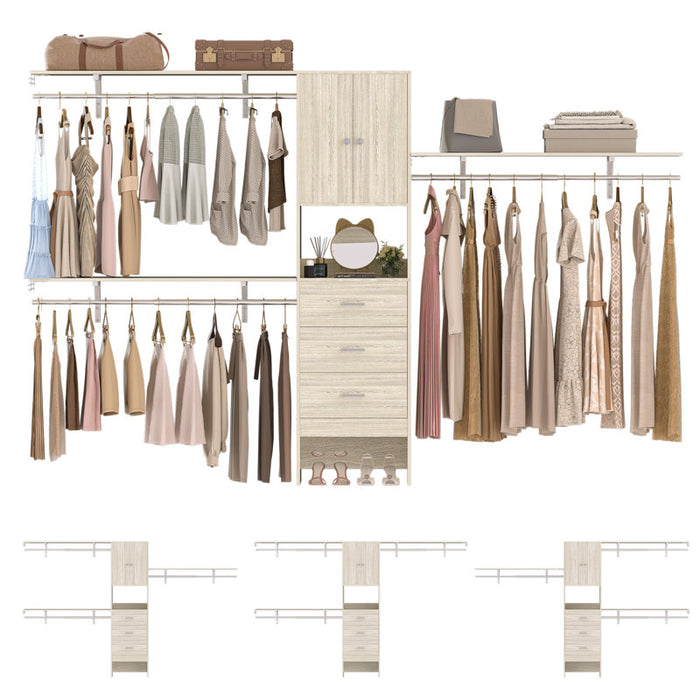 Système de rangement de placard en bois avec portes et tiroirs Bedrije 20"-120"