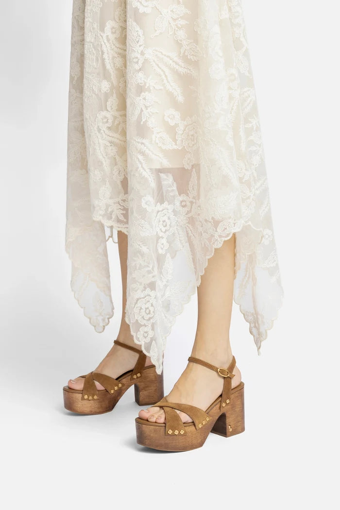 Talitha Sandal In Russet Suede Sandal Larroudé