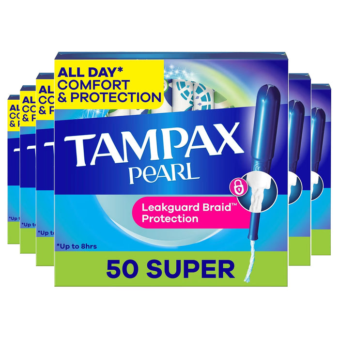 Tampax Pearl Super Absorbency Unscented Tampons - 50 Ct - 6 Pack