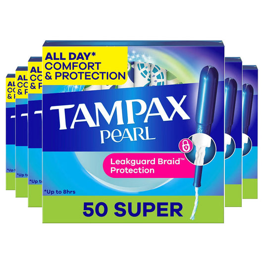 Tampax Pearl Super Absorbency Unscented Tampons - 50 Ct - 6 Pack