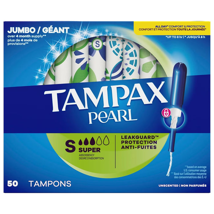 Tampax Pearl Super Absorbency Unscented Tampons - 50 Ct - 6 Pack