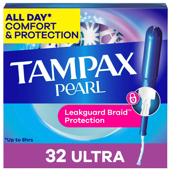 Tampax Pearl Ultra Absorbency Unscented Tampons with LeakGuard Braid - 32 Ct - 8 Pack