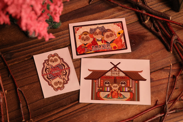 Set of 3 Stickers from the Tanuki Yukaku Series