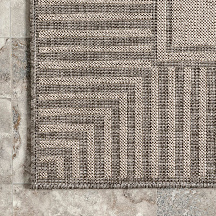Tapis d'intérieur/extérieur tissé à la machine Alegre, brun clair, 8 x 10