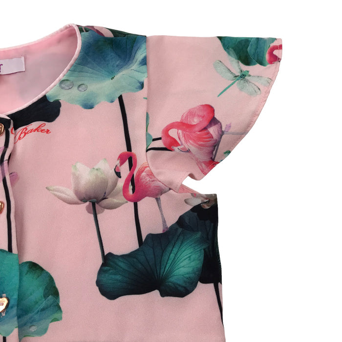 Ted Baker 7-8 yeasr pink flamingo playsuit