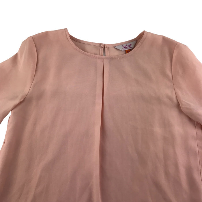 Ted Baker 9-10 years pink pleated frill sleeves blouse