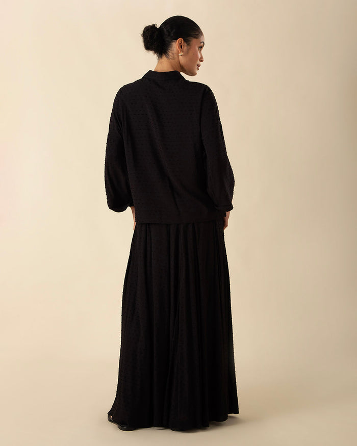 Textured Skirt & Top Black