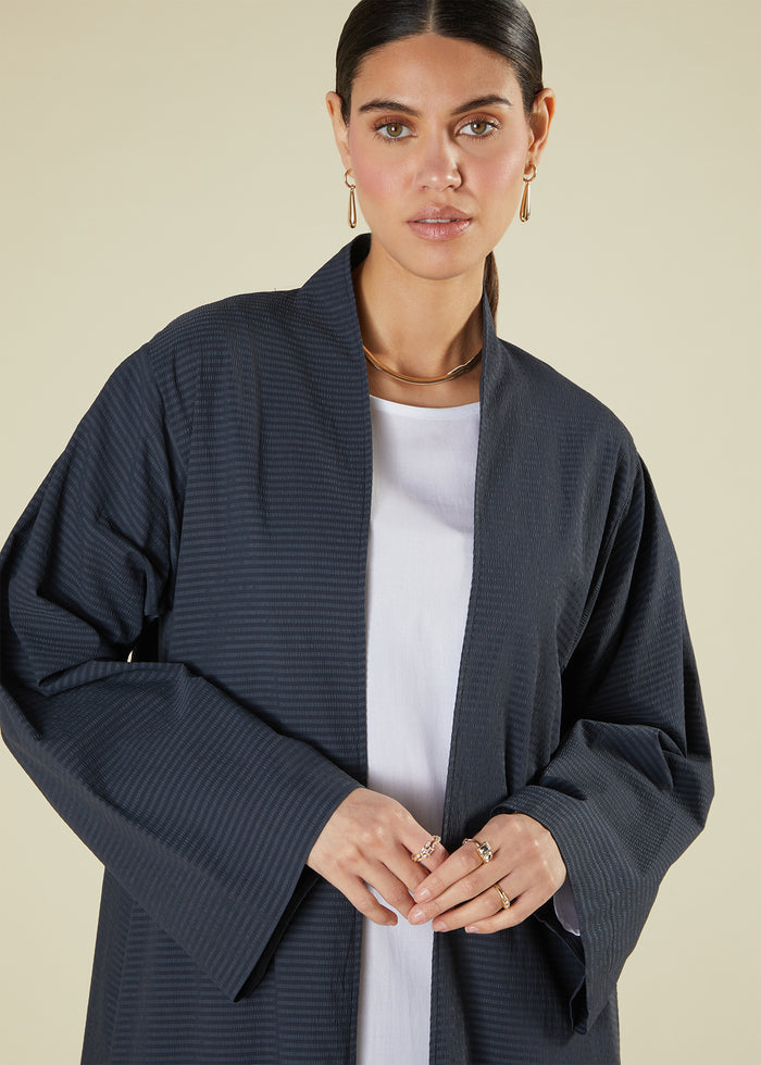Textured Slate Open Abaya