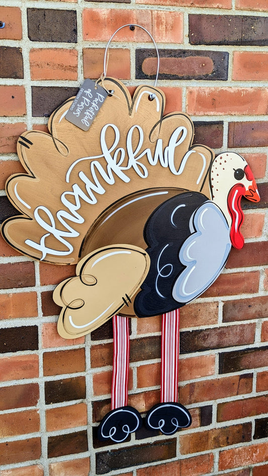Thankful Turkey Ribbon Legs Door Hanger