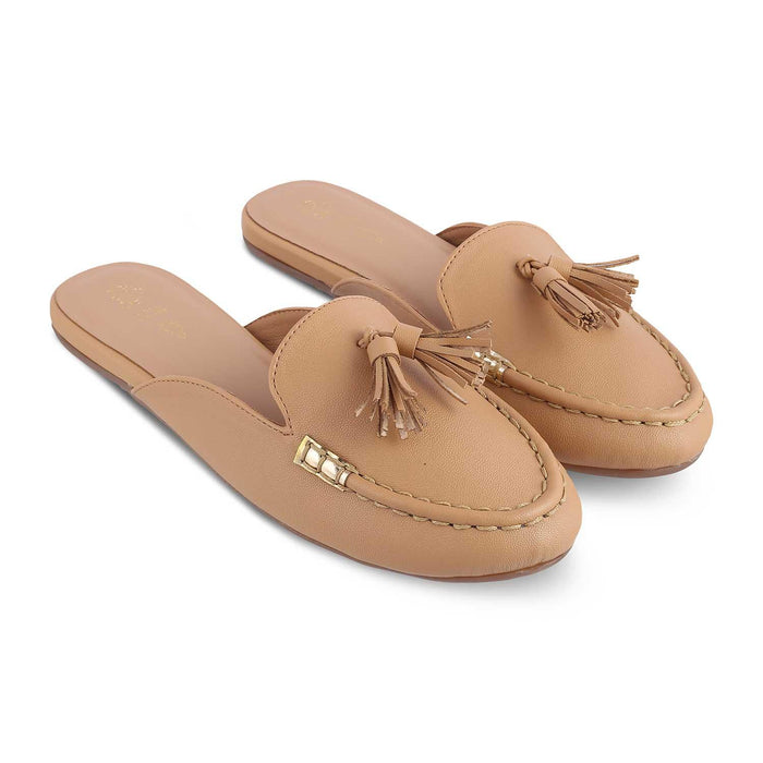 The Amassle Beige Women's Dress Tassel Mules Tresmode - Tresmode