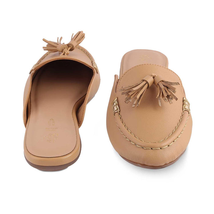The Amassle Beige Women's Dress Tassel Mules Tresmode - Tresmode