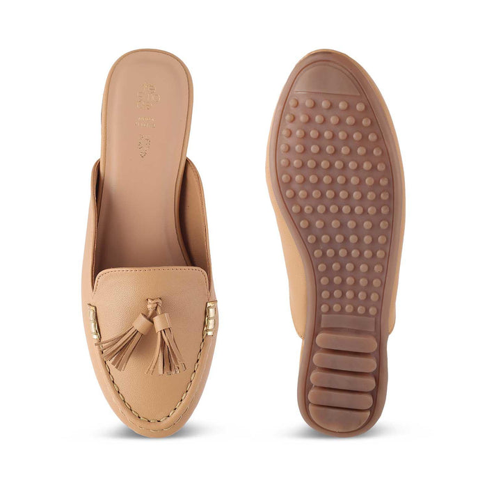 The Amassle Beige Women's Dress Tassel Mules Tresmode - Tresmode
