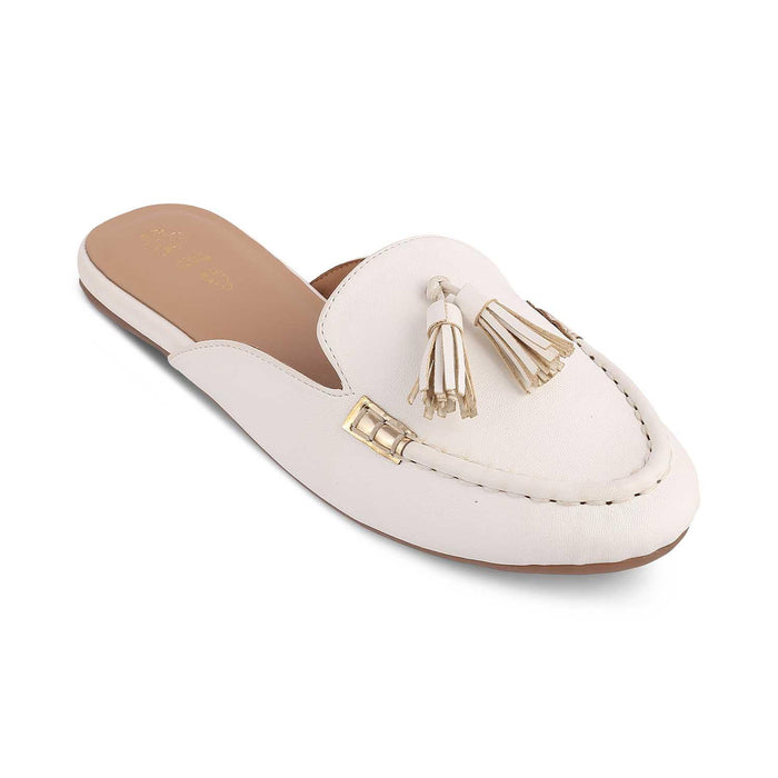 The Amassle White Women's Dress Tassel Mules Tresmode - Tresmode
