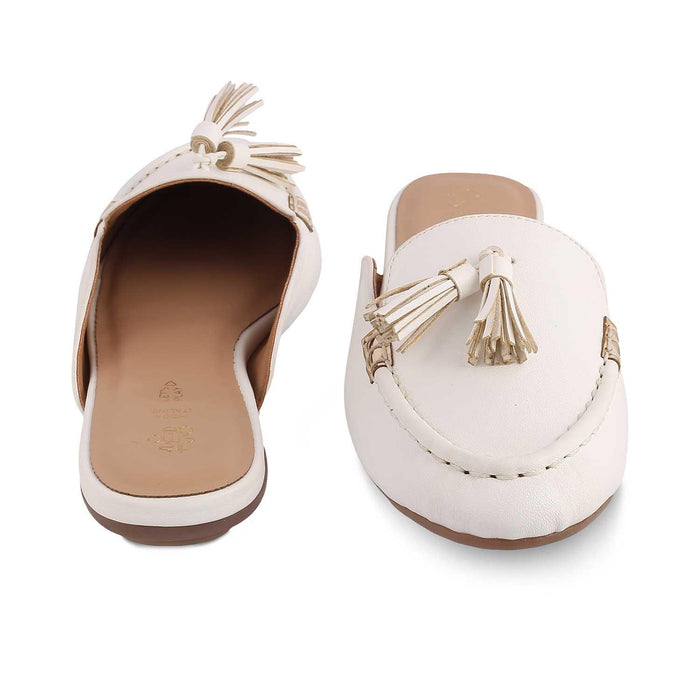 The Amassle White Women's Dress Tassel Mules Tresmode - Tresmode