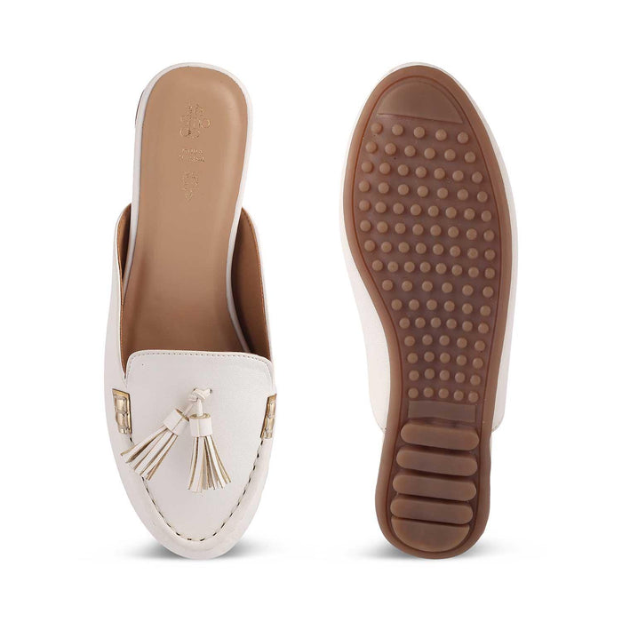 The Amassle White Women's Dress Tassel Mules Tresmode - Tresmode