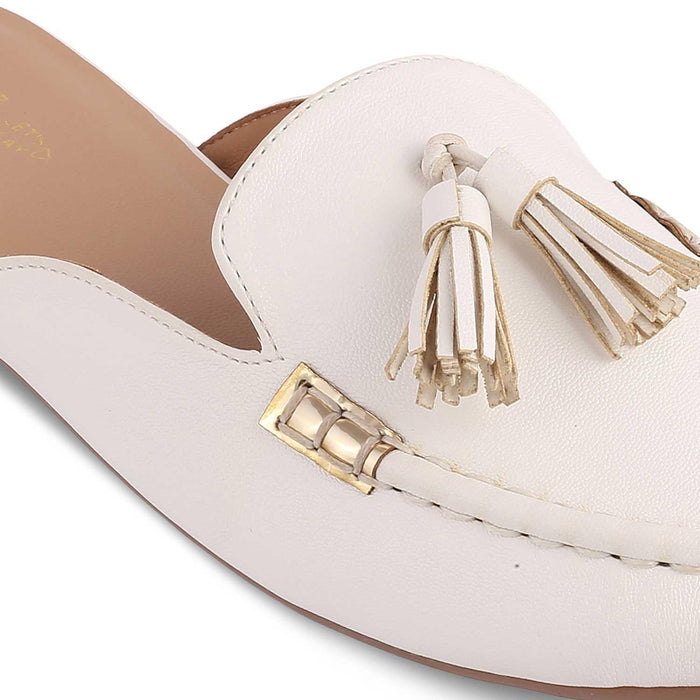The Amassle White Women's Dress Tassel Mules Tresmode - Tresmode