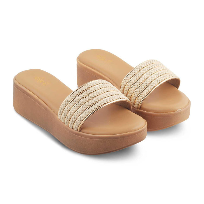 The Andiamo Beige Women's Platform Wedge Sandals Tresmode - Tresmode