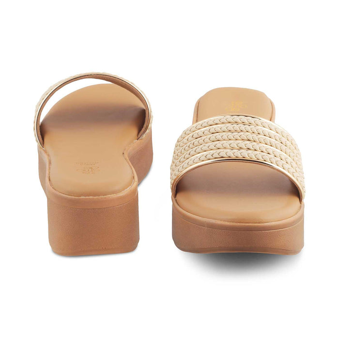 The Andiamo Beige Women's Platform Wedge Sandals Tresmode - Tresmode