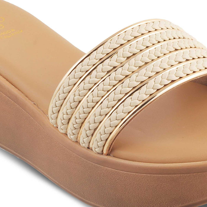 The Andiamo Beige Women's Platform Wedge Sandals Tresmode - Tresmode