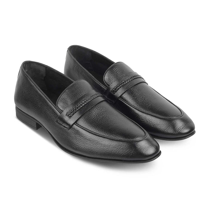 The Bochum Black Men's Leather Loafers Tresmode - Tresmode