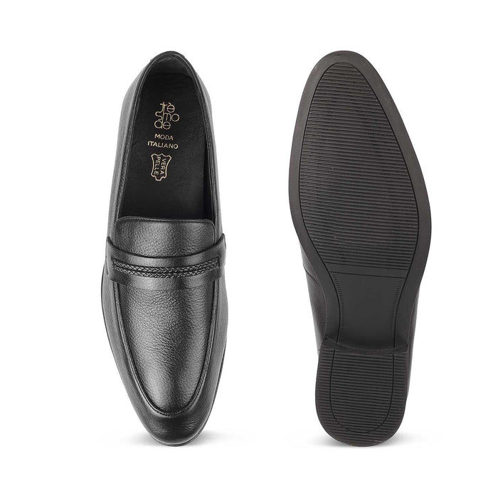 The Bochum Black Men's Leather Loafers Tresmode - Tresmode