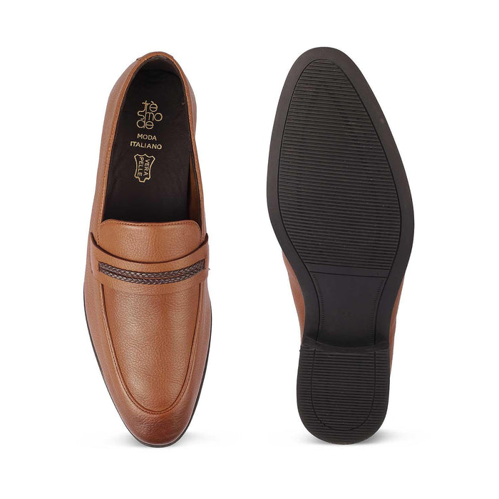 The Bochum Tan Men's Leather Loafers Tresmode - Tresmode