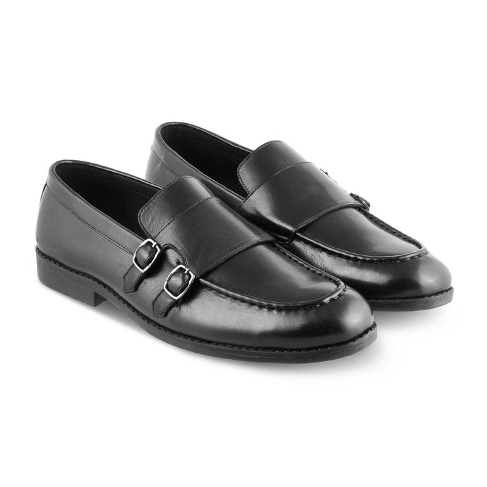 The Bon Black Men's Double Monk Shoes Tresmode - Tresmode