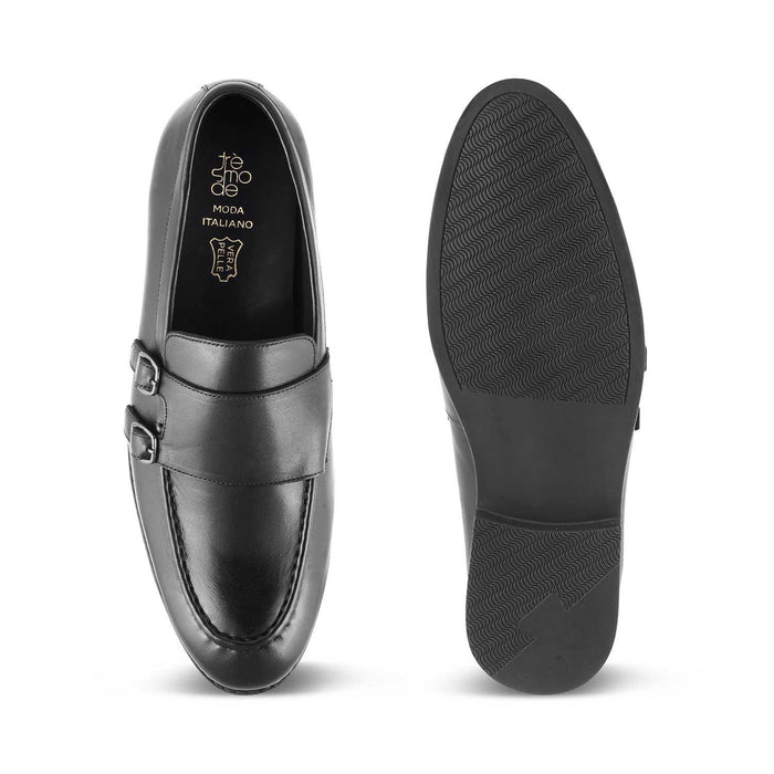 The Bon Black Men's Double Monk Shoes Tresmode - Tresmode