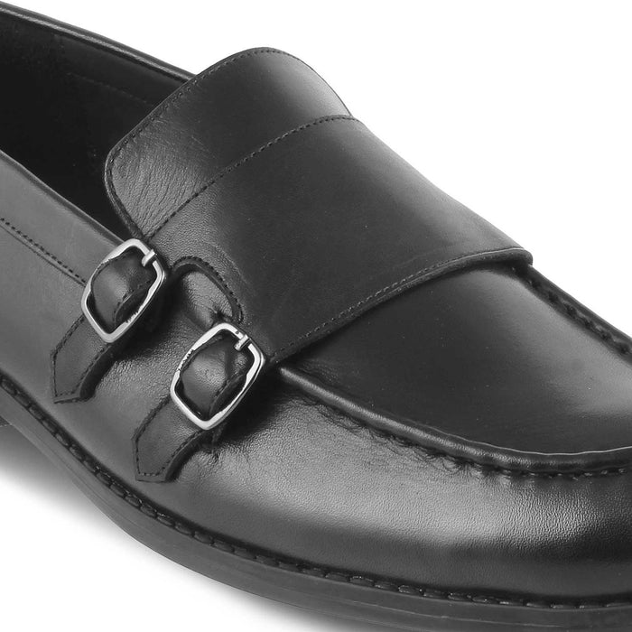 The Bon Black Men's Double Monk Shoes Tresmode - Tresmode
