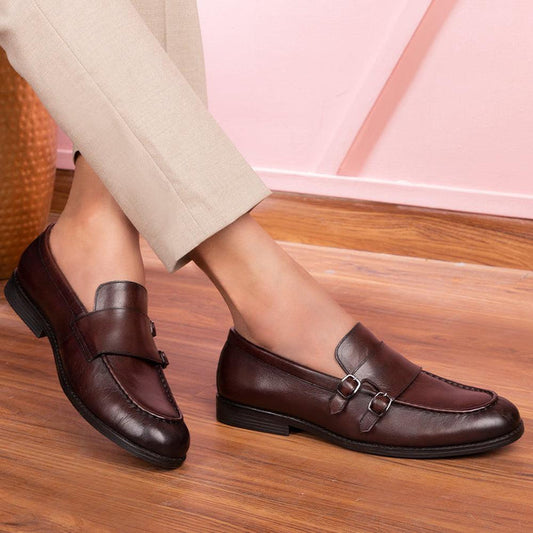 The Bon Black Men's Double Monk Shoes Tresmode - Tresmode