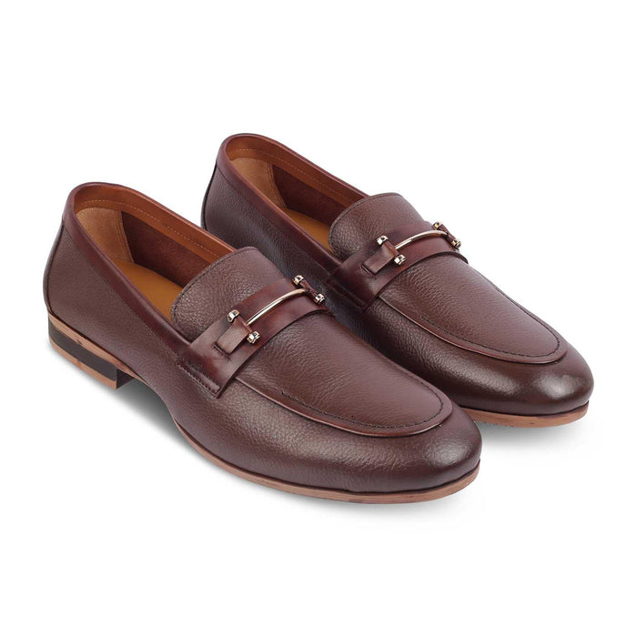 The Bone Brown Men's Leather Loafers Tresmode - Tresmode