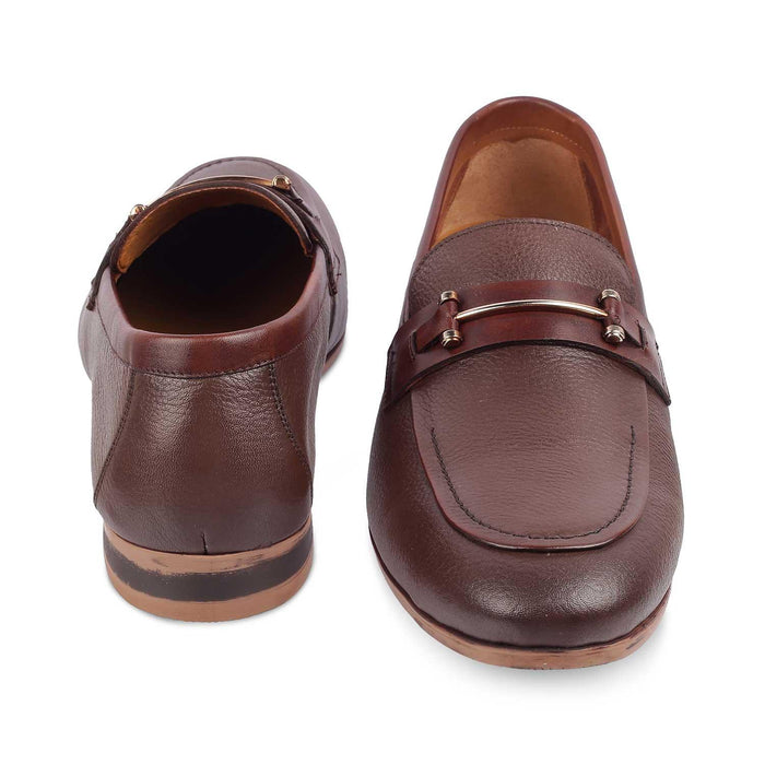 The Bone Brown Men's Leather Loafers Tresmode - Tresmode
