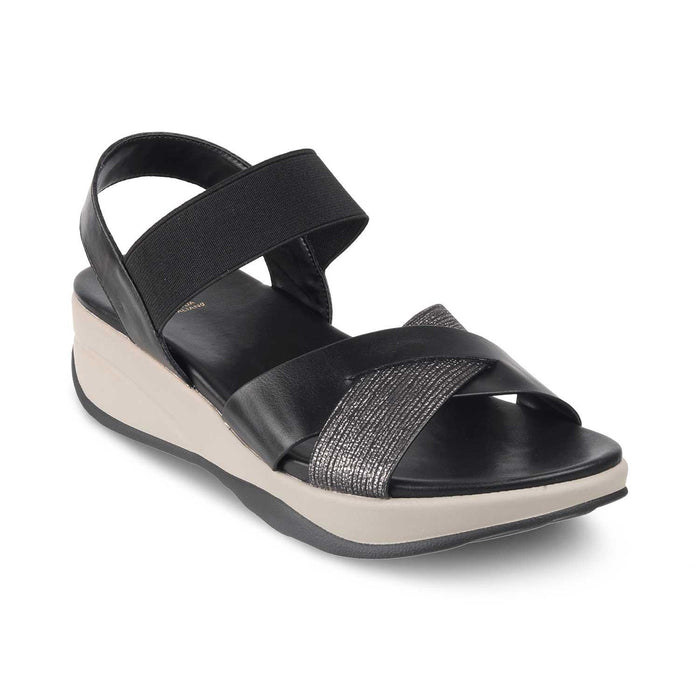 The Brasilaa Black Women's Casual Wedge Sandals Tresmode - Tresmode