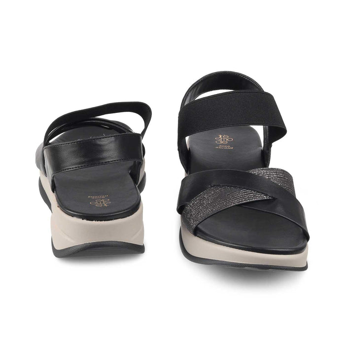 The Brasilaa Black Women's Casual Wedge Sandals Tresmode - Tresmode