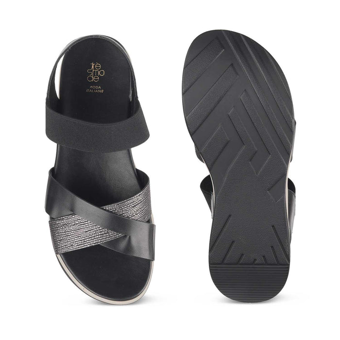 The Brasilaa Black Women's Casual Wedge Sandals Tresmode - Tresmode