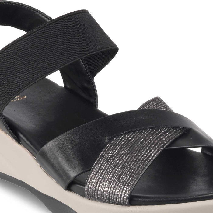The Brasilaa Black Women's Casual Wedge Sandals Tresmode - Tresmode